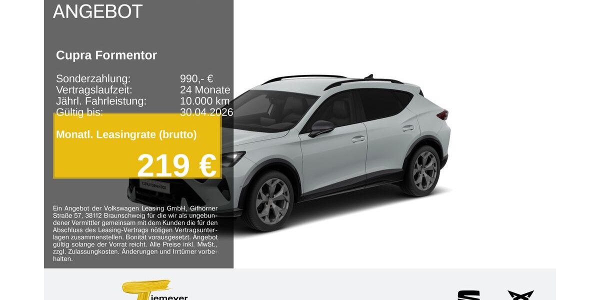 Cupra Formentor 18.595 km 33.130 &euro; Duisburg 47059