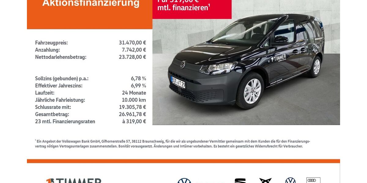 VW Caddy 8.999 km 31.470 &euro; Dülmen 48249