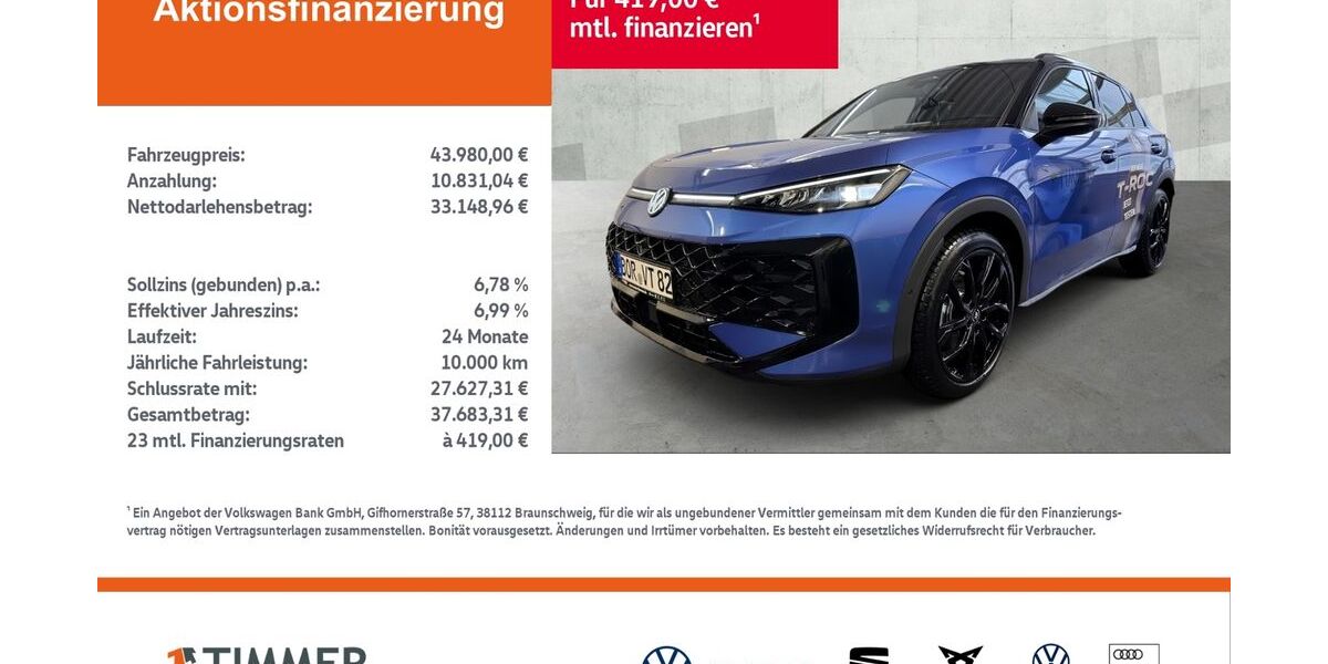 VW T-Roc 3.999 km 43.980 &euro; Borken 46325