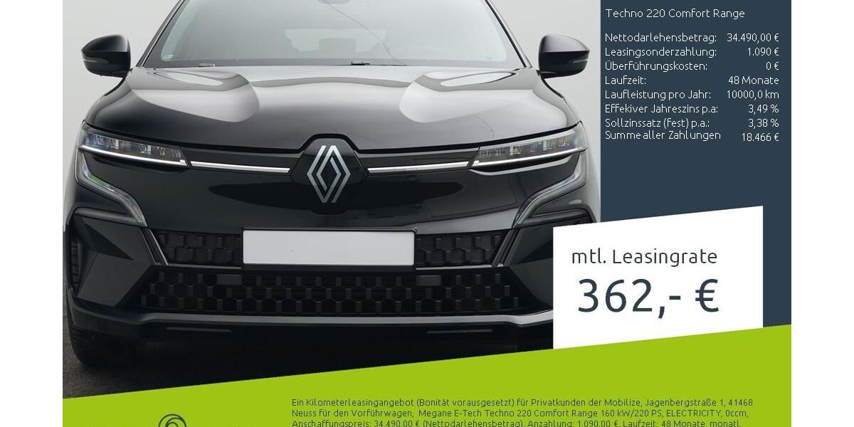 Renault Megane 1.500 km 33.630 &euro; Borken 46325